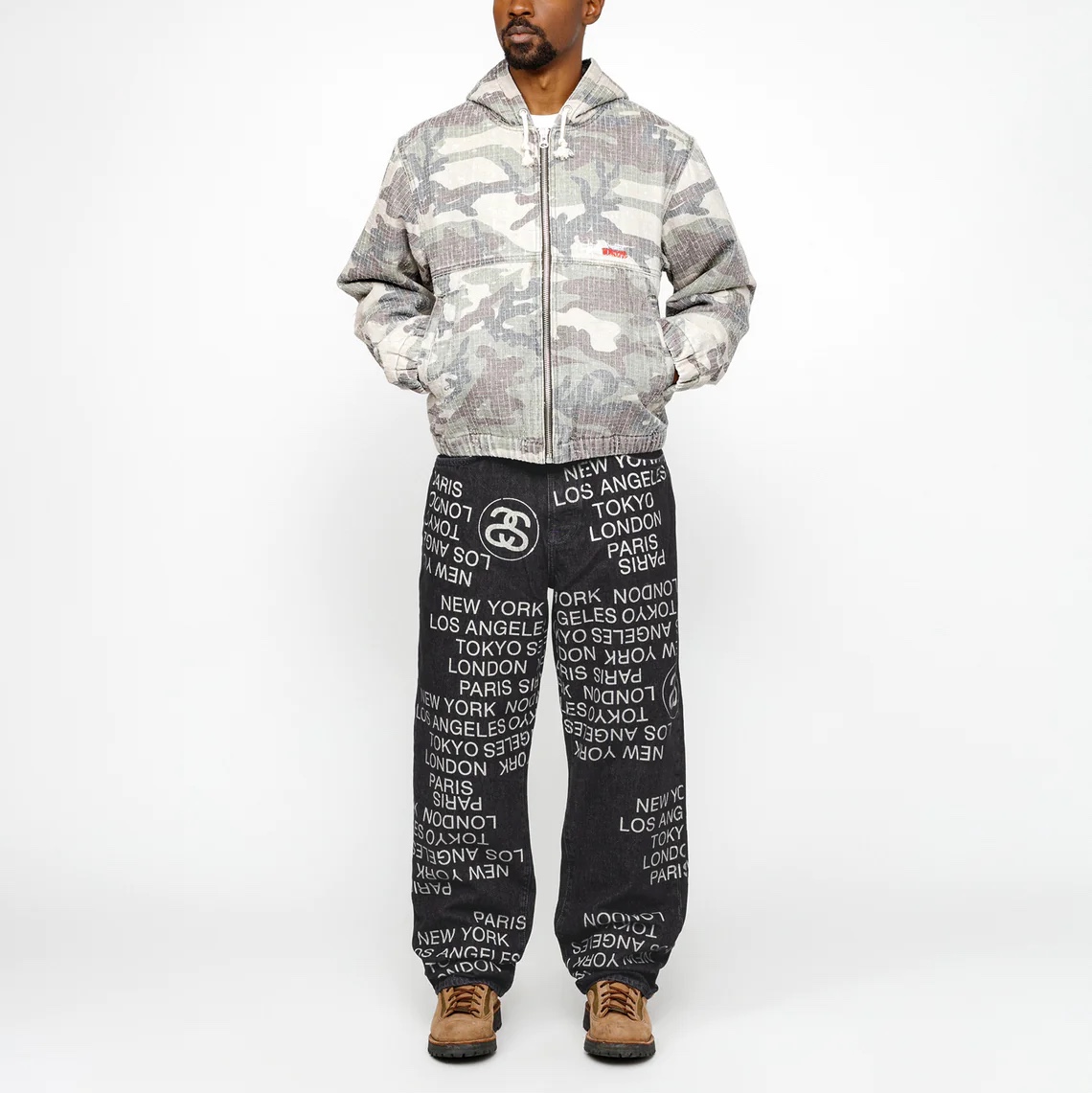 Stussy Big OL’ Jean City Link Denim Washed Black 착용 스타일 - 1