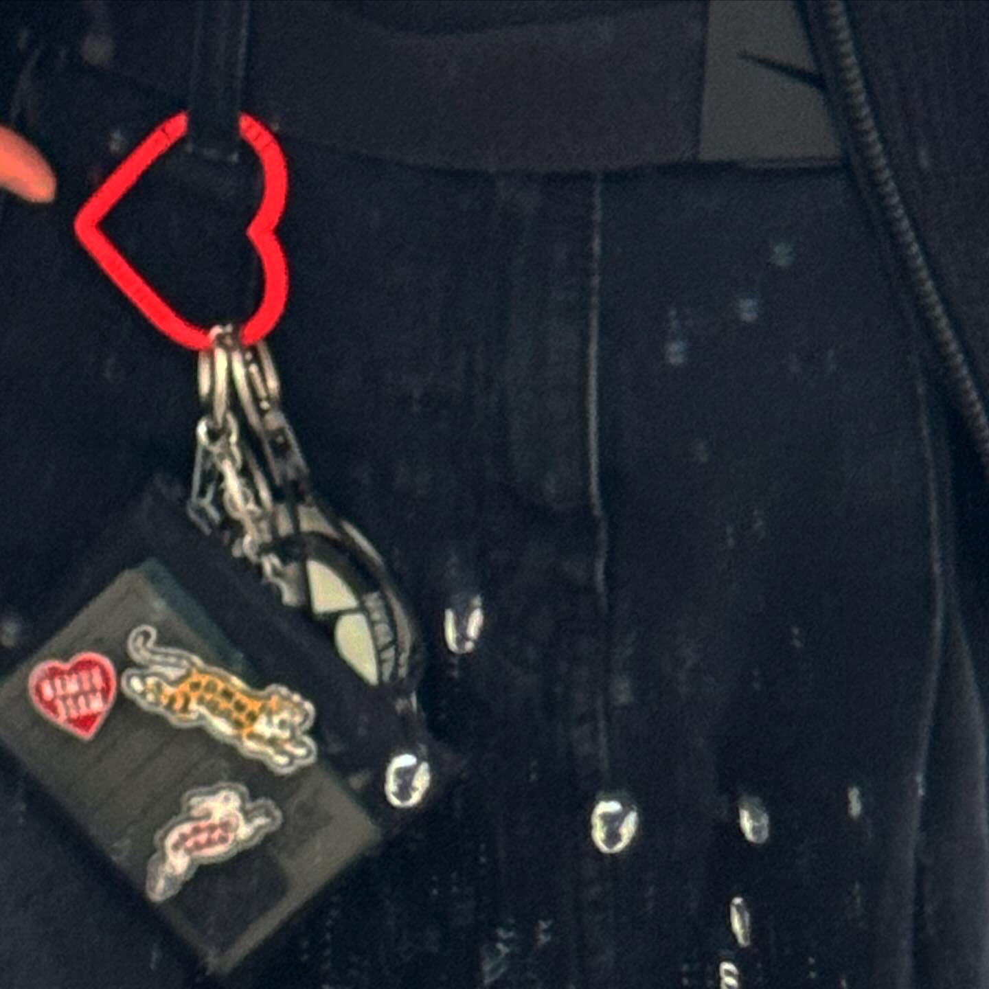 Human Made Heart Carabiner Red, Human Made Animal Pin Set #1 Silver 착용 스타일