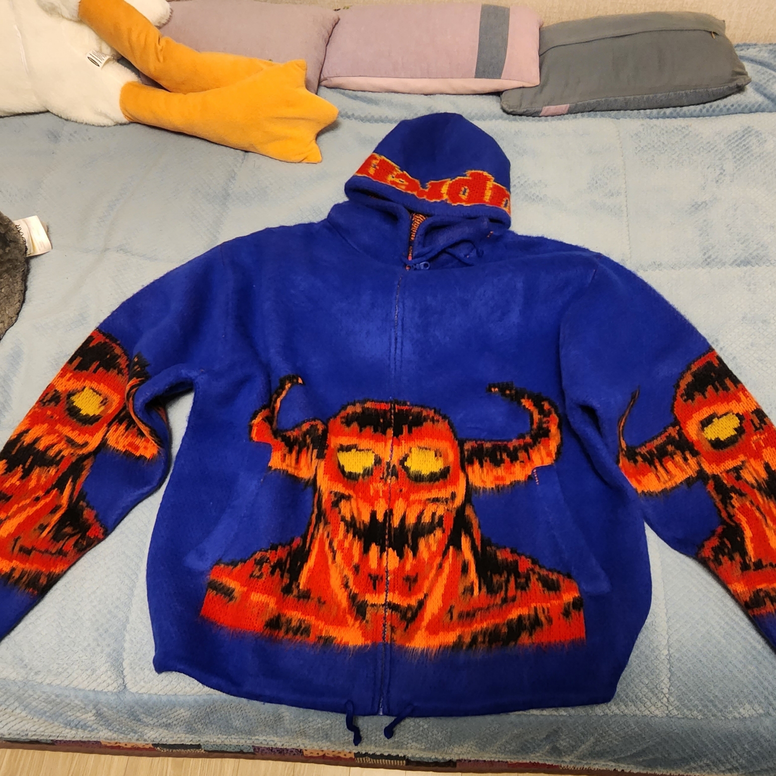 Supreme x Toy Machine Zip Up Hooded Sweater Blue - 24SS 착용 스타일 - 5
