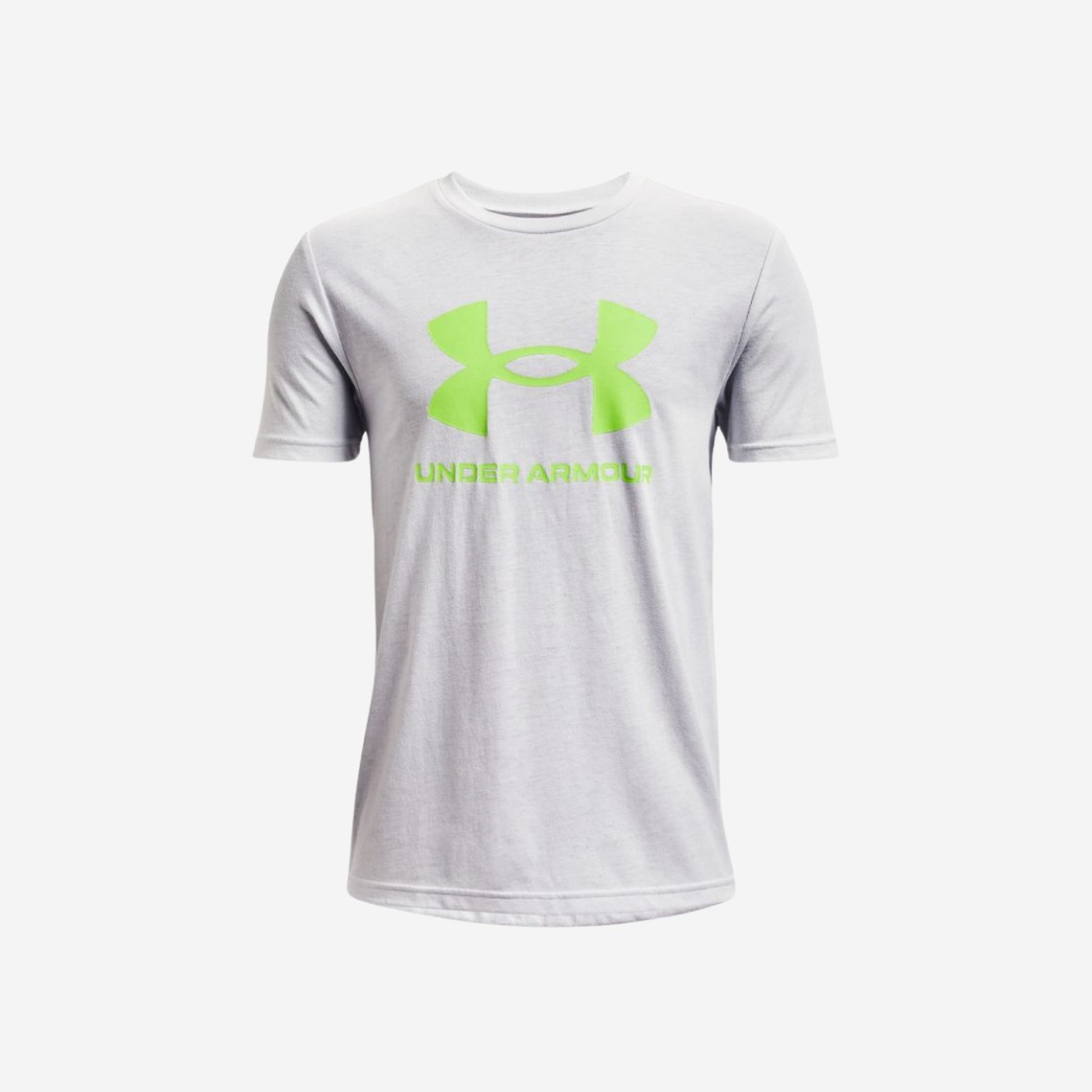 (Kids) Under Armour Sportstyle Logo Short Sleeve Halo Grey Quirky Lime 상세 이미지 1