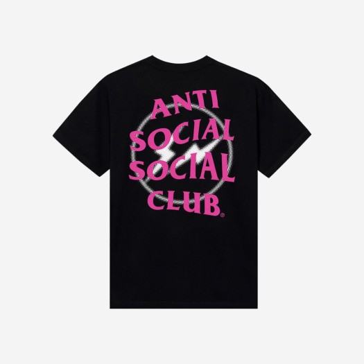 안티 소셜 소셜 클럽 x 프라그먼트 디자인 하프 톤 로고 티셔츠 블랙 핑크