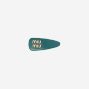 (W) Miu Miu Nappa Leather Hair Clip Lagoon Blue