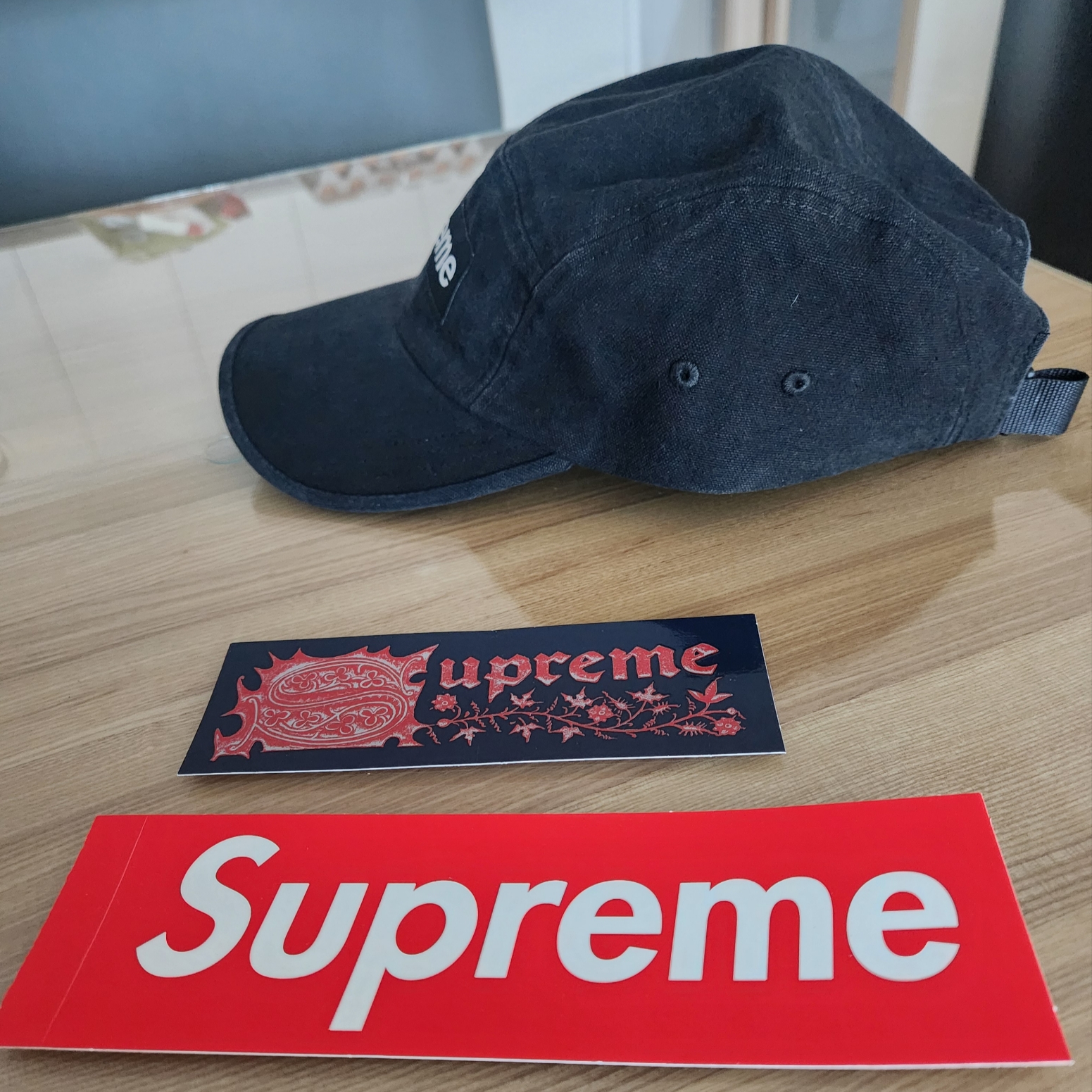 Supreme Washed Canvas Camp Cap Black - 24SS 착용 스타일 - 1
