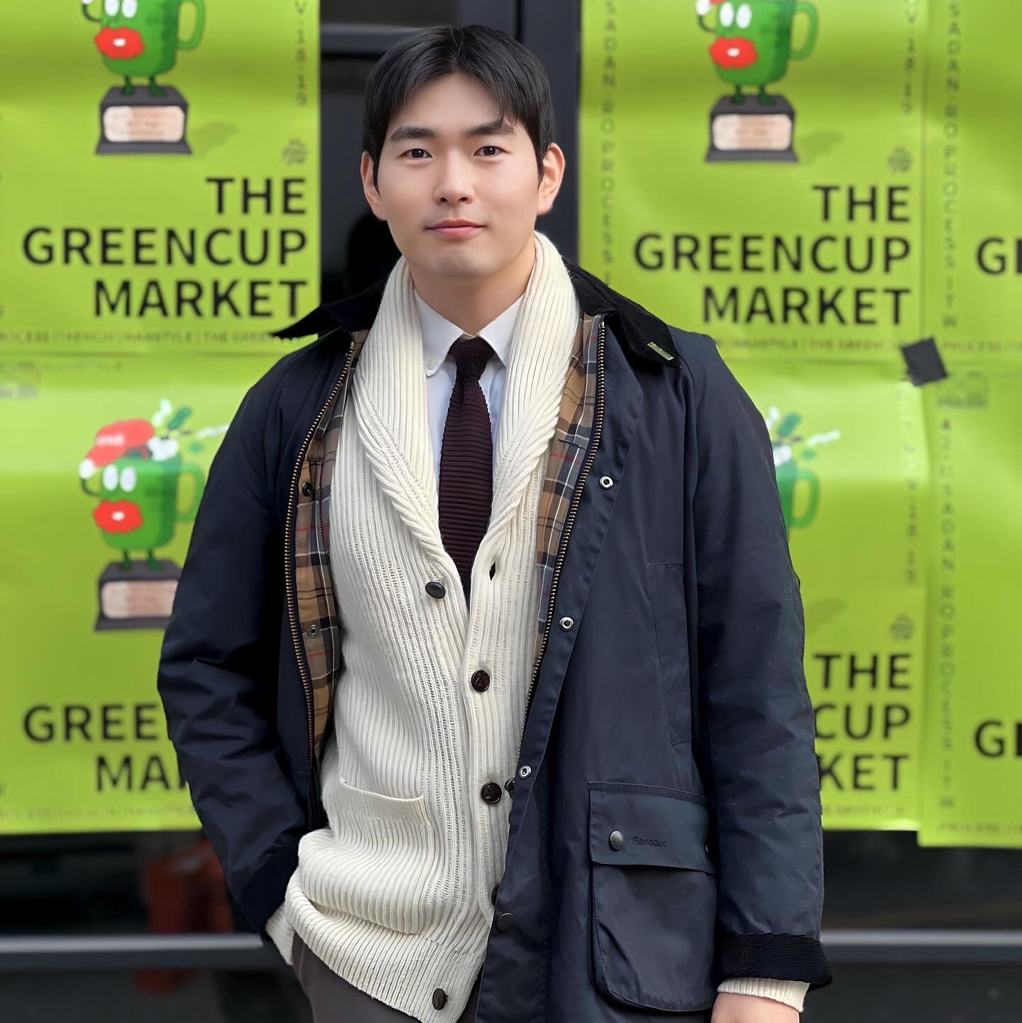Barbour Ashby Wax Jacket Navy 착용 스타일 - 1