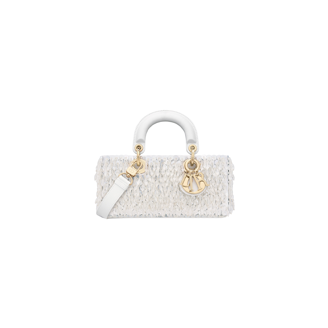 Dior Small Lady D-Joy Bag White Fabric with Glass Bead Fringe 상세 이미지 1