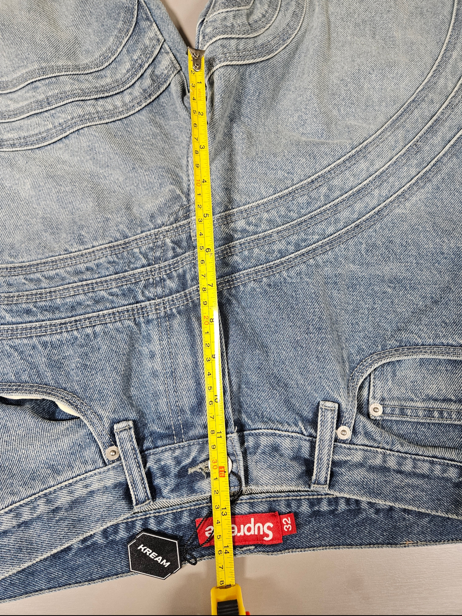 Supreme S Logo Loose Fit Jean Washed Blue - 24SS 착용 스타일 - 2
