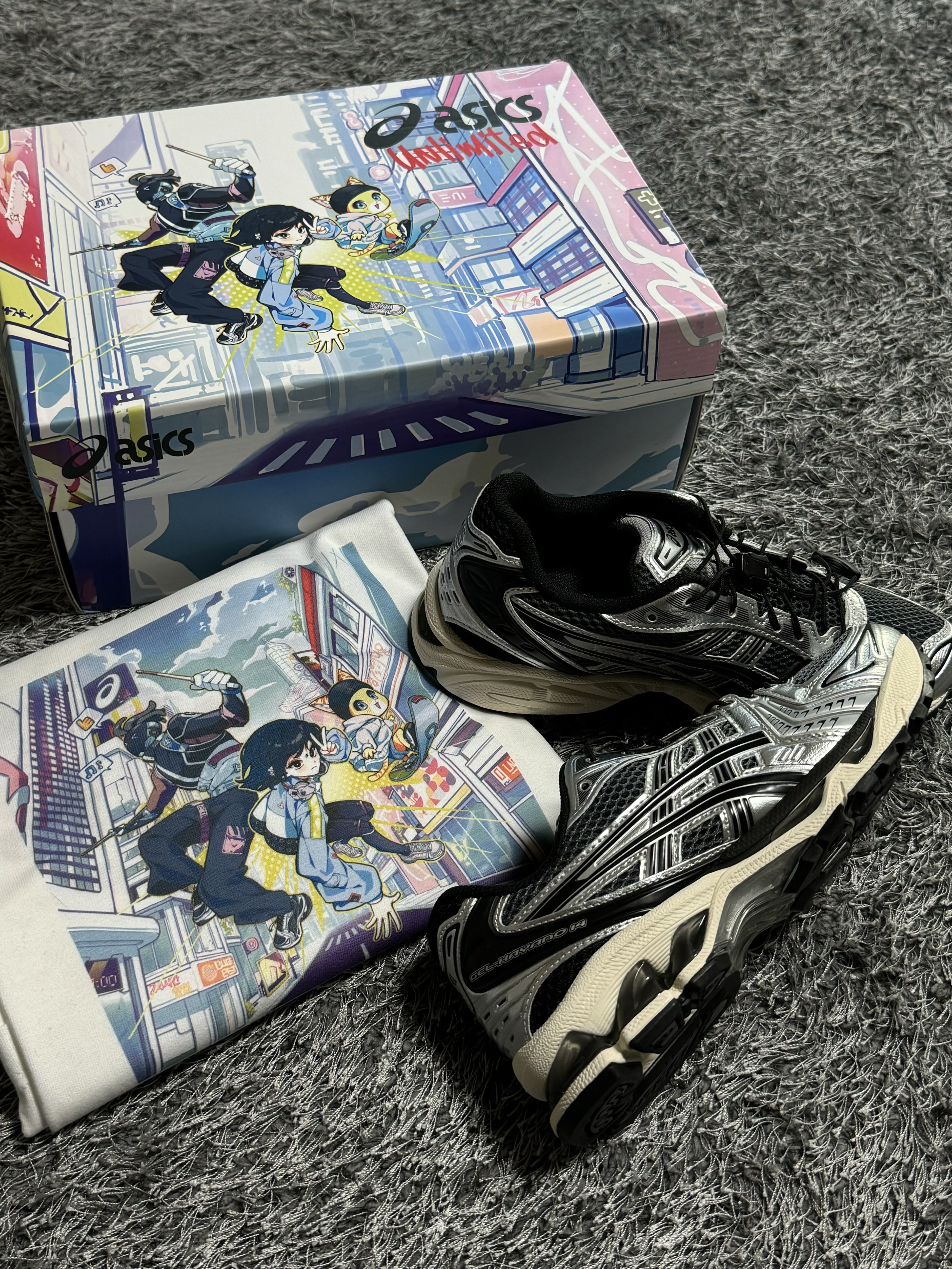 Asics Unlimited Gel-Kayano 14 Carrier Grey Black, Charles Jeffrey Loverboy Chunky Ears Beanie Black 착용 스타일 - 3