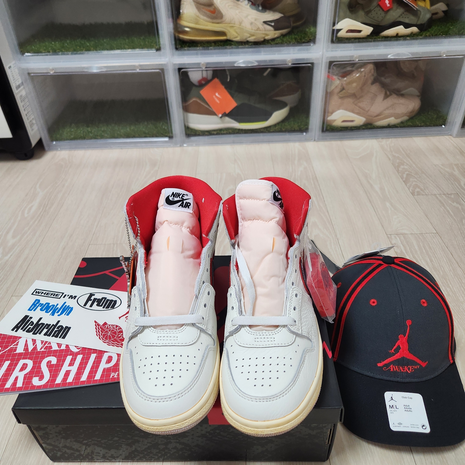 Jordan x Awake NY Air Ship PE SP Sail University Red 착용 스타일 - 8