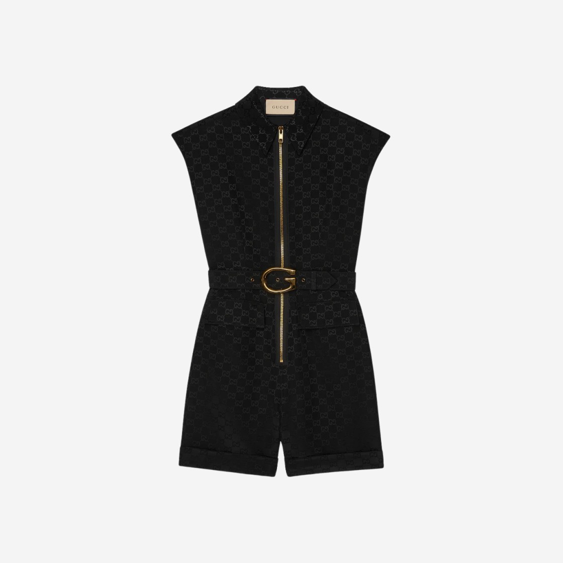 (W) Gucci Faille Jumpsuit with G Buckle Belt Black 상세 이미지 1