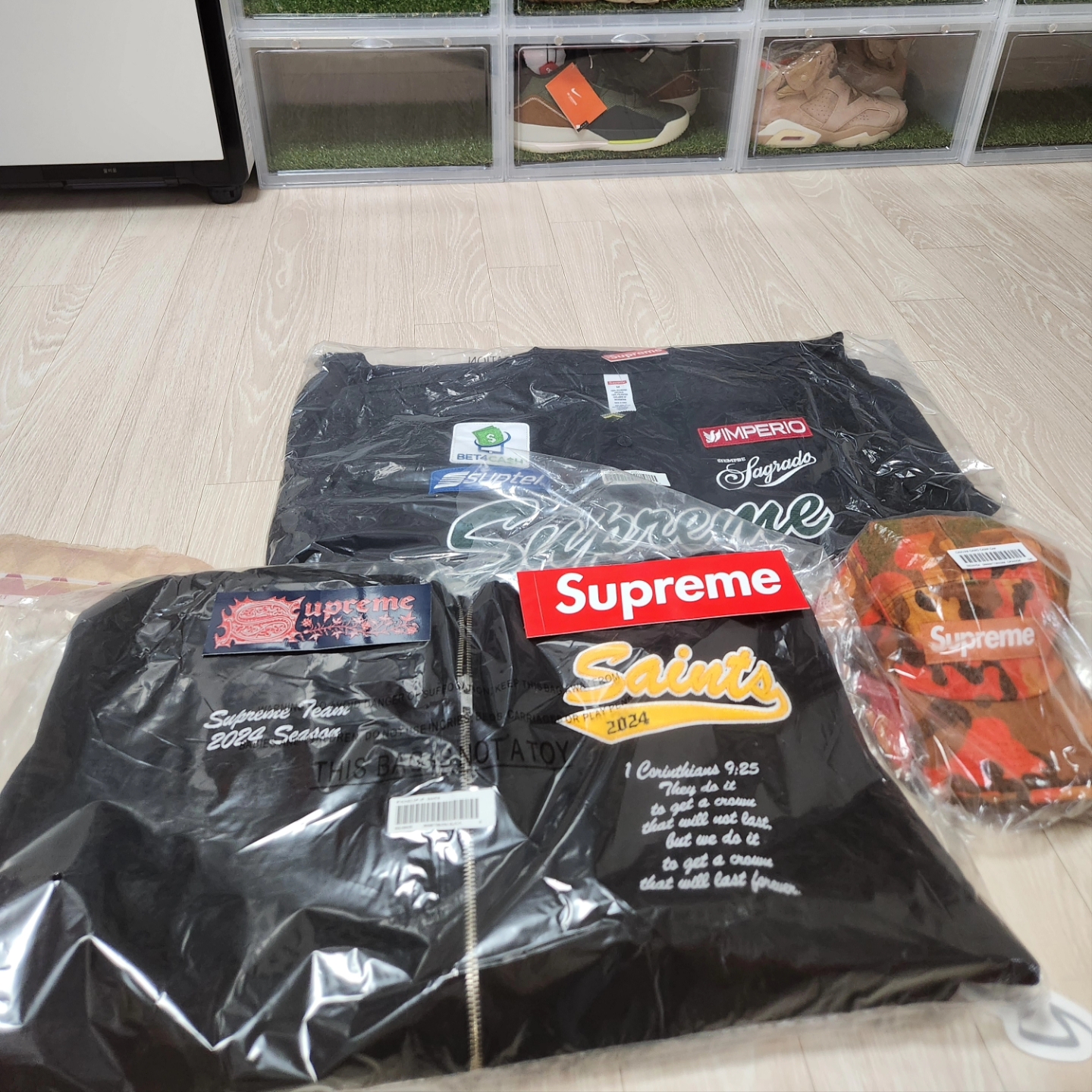 Supreme Chosen One Baseball Jersey Black - 24SS, Supreme Washed Canvas Camp Cap Orange Camo - 24SS 착용 스타일 - 5