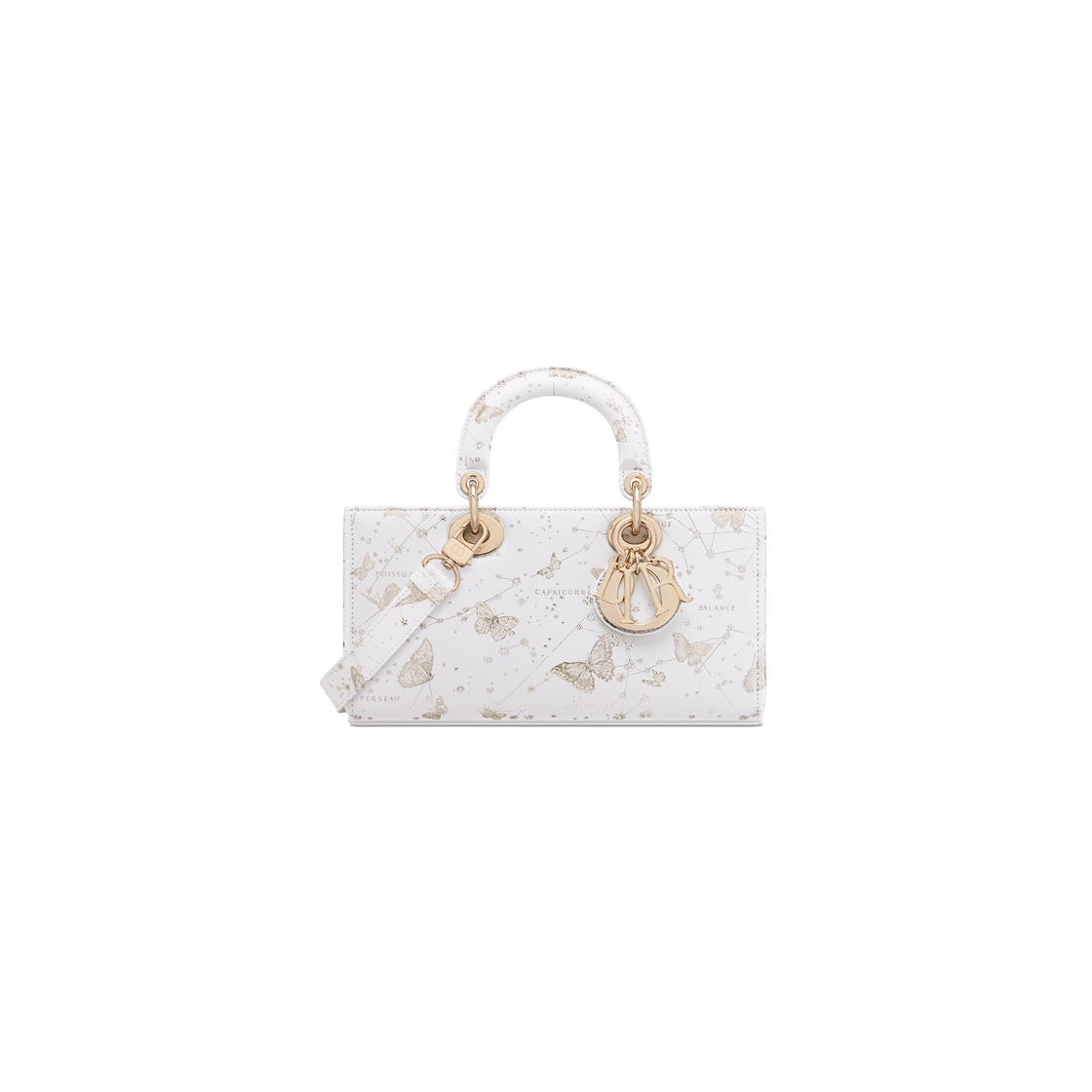 Dior Medium Lady D-Joy Bag White Gold Tone with Butterfly Zodiac Print 상세 이미지 1