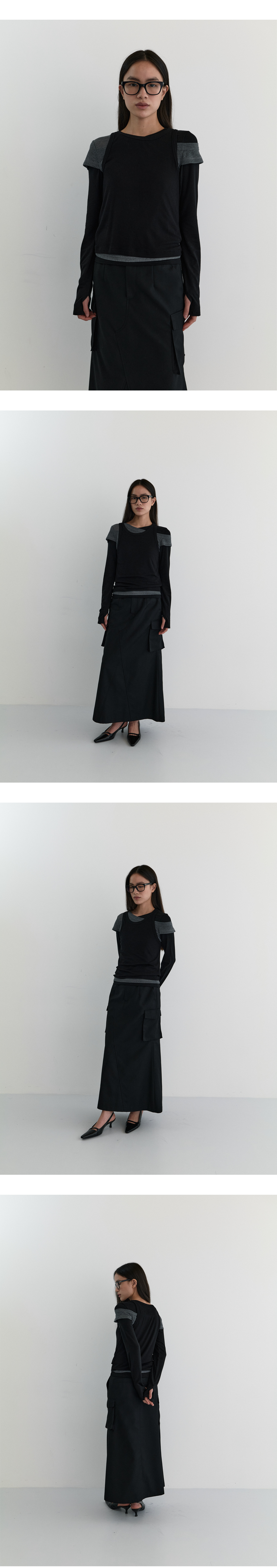 Ma journee 3 Layered Top Black 상세 이미지 3