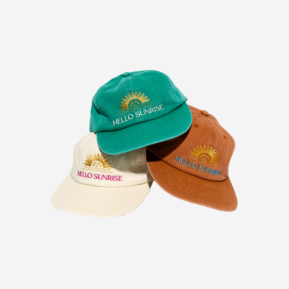 キャップ Hello Sunrise Washed Two Tone Logo 6Panel CapGreen HS41CCA01 ☆Hello Sunrise☆ Washed Two Tone Logo 6Panel Cap