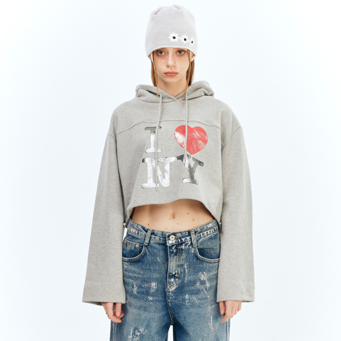 더그레이티스트 크롭 후드 그레이(The Greatest Crop Hoody Grey) - 2
