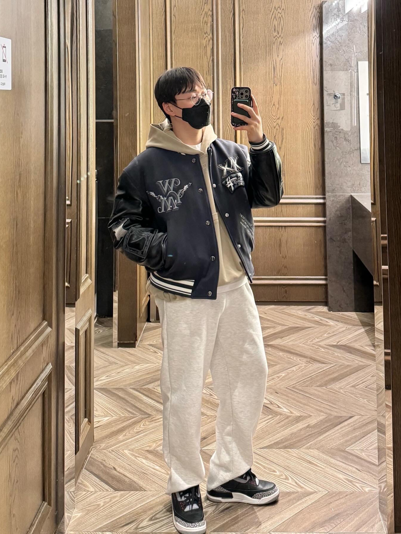 Balenciaga 3XL Sneakers Grey White Red, Wooyoungmi Varsity Jacket Gray - 23SS 착용 스타일 - 6