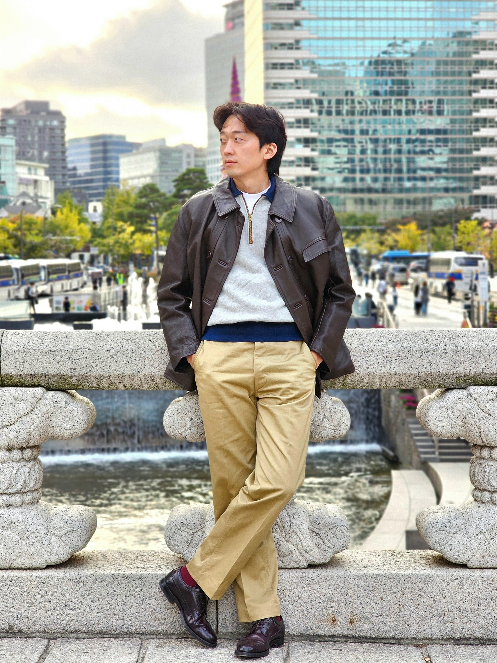 Alden 990 Cordovan Plain Toe Blucher Oxford Burgundy - D 착용 스타일 - 1