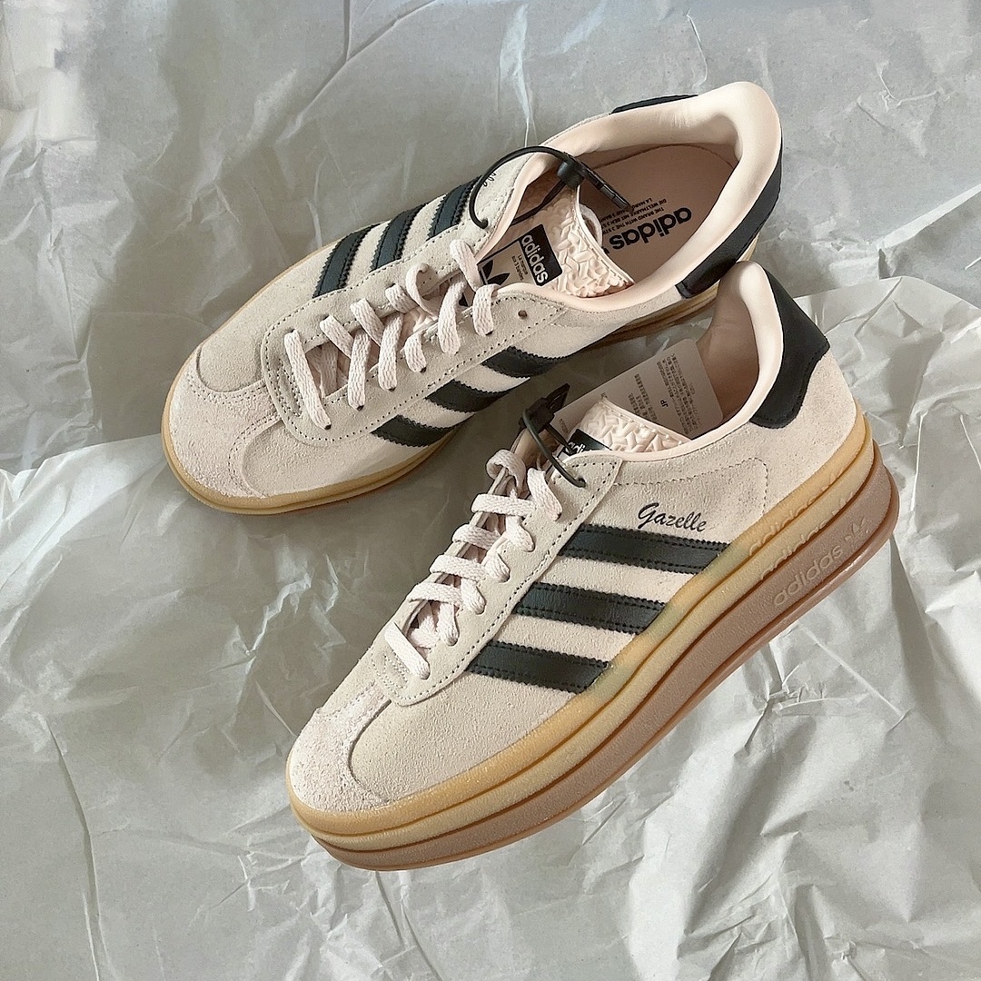 (W) Adidas Gazelle Bold Wonder Quartz Core Black 착용 스타일 - 2