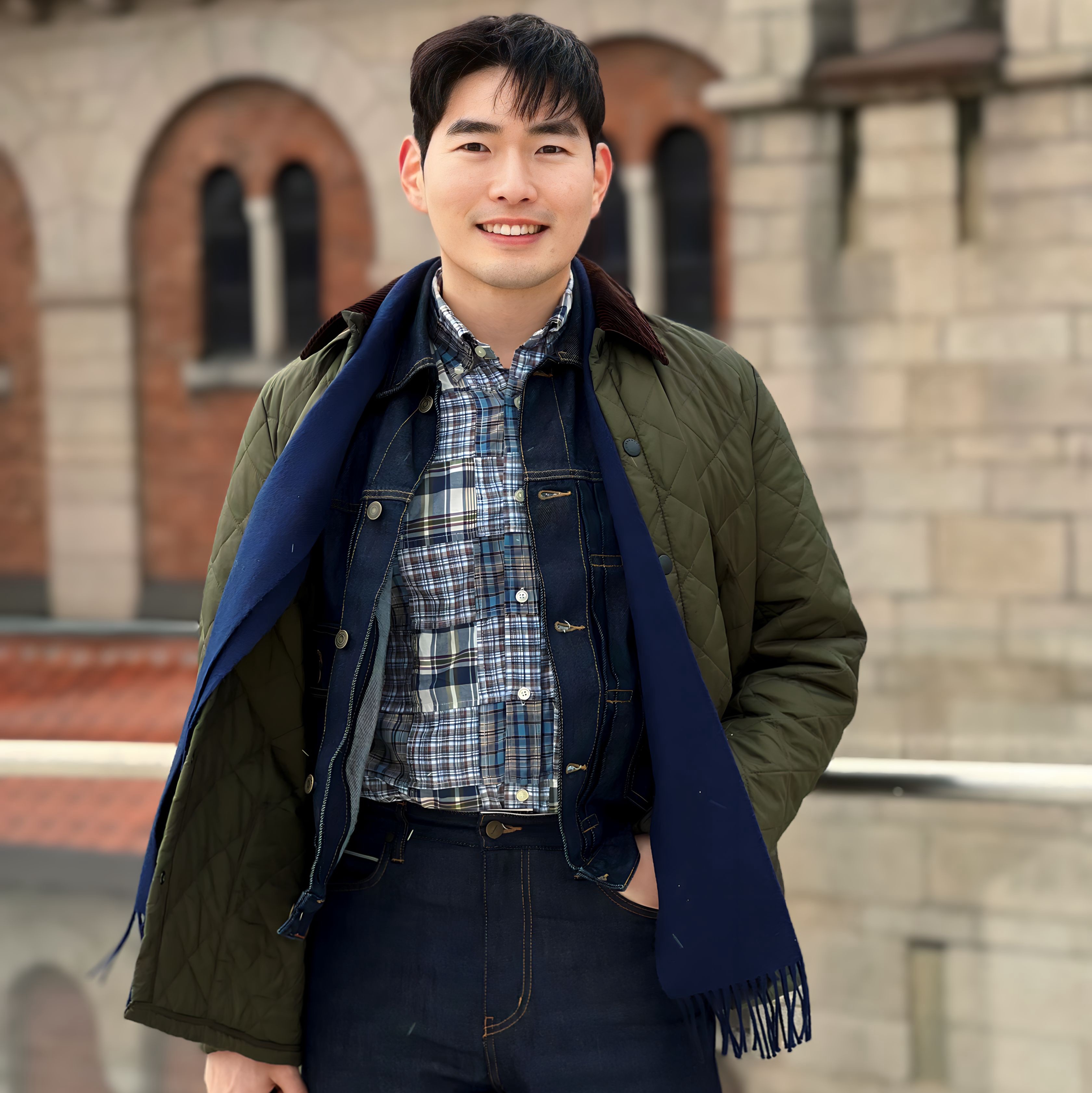 Barbour Liddesdale Quilted Jacket Olive 착용 스타일 - 1