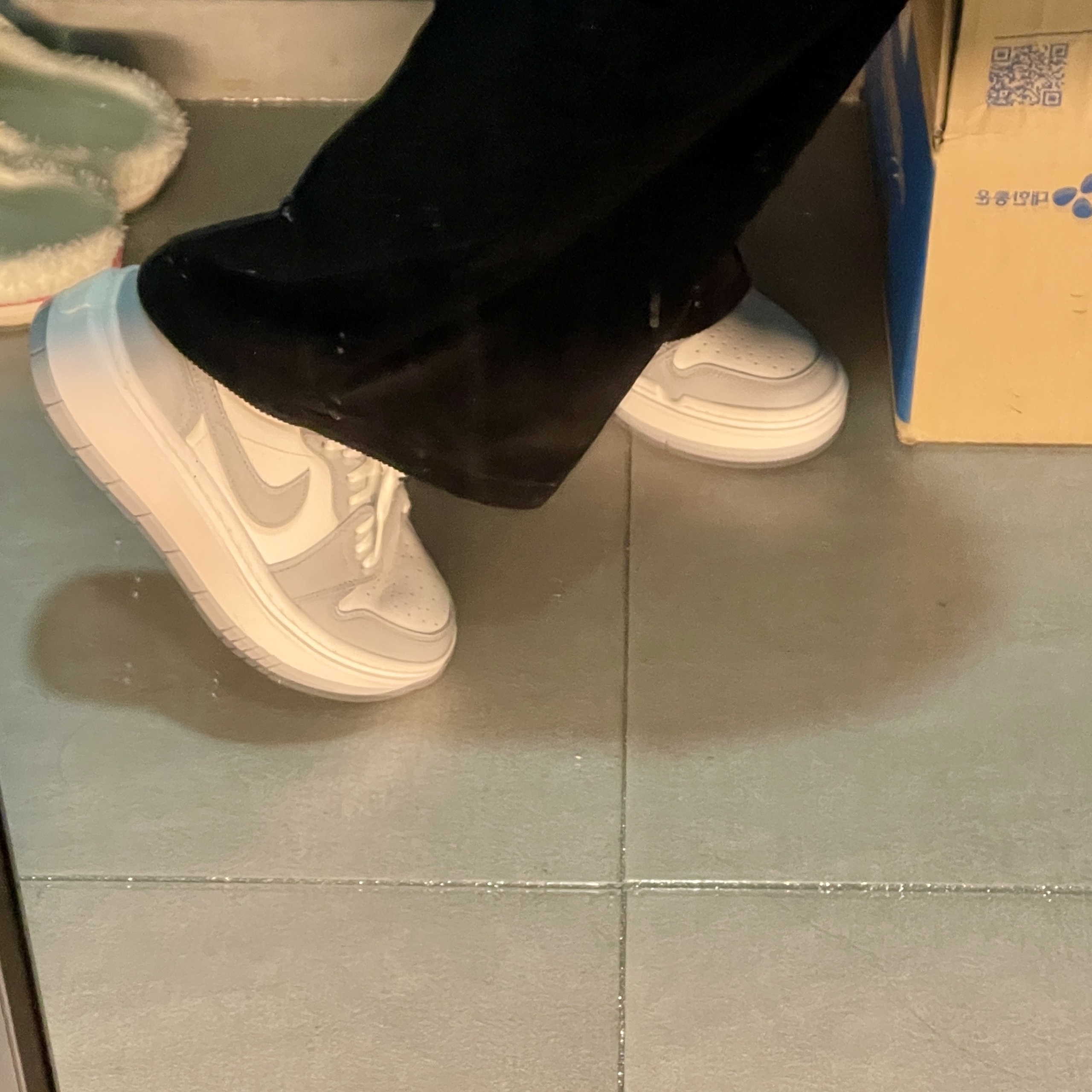 (W) Jordan 1 Elevate Low White and Wolf Grey 착용 스타일
