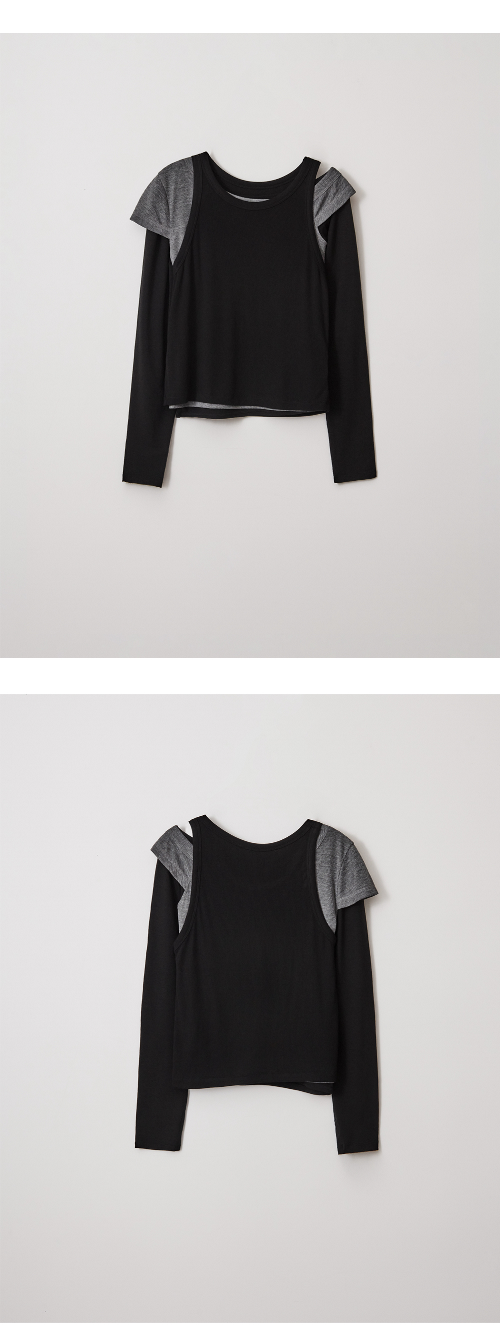 Ma journee 3 Layered Top Black 상세 이미지 4