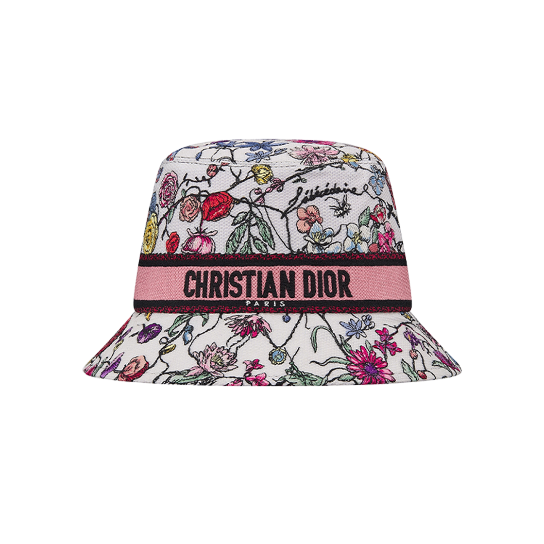 (W) Dior D-Bobby Florilegio Small Brim Bucket Hat White Multicolor 상세 이미지 1