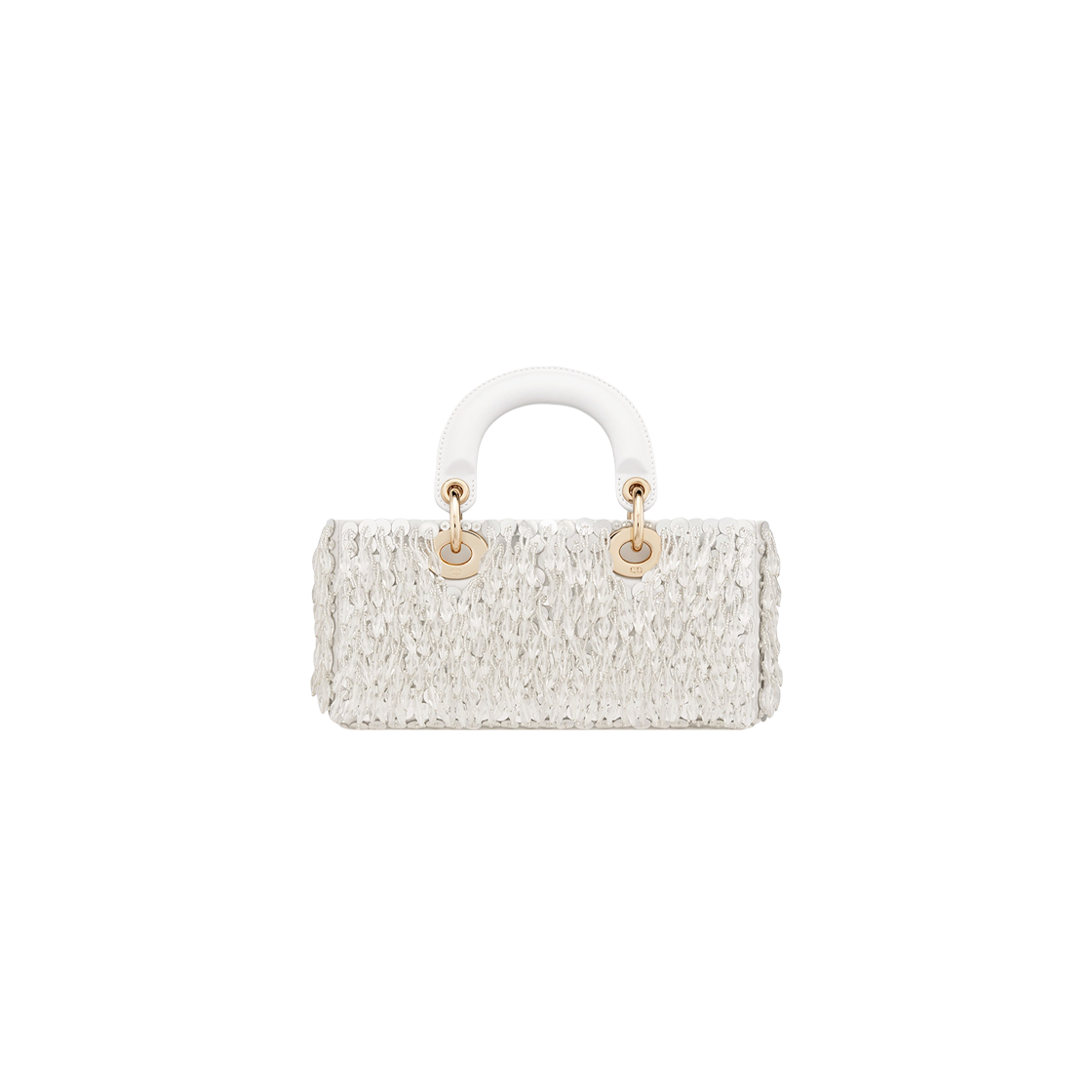 Dior Small Lady D-Joy Bag White Fabric with Glass Bead Fringe 상세 이미지 3