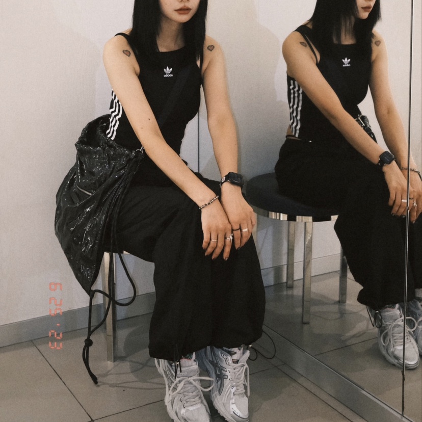 (W) Asics Gel-Flux 4 CN Gray Silver 착용 스타일