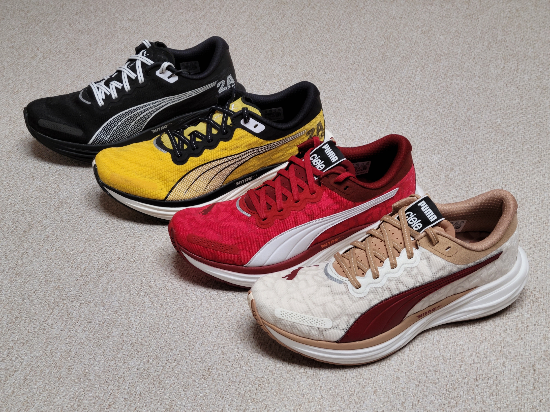 Puma x Ciele Deviate Nitro 2 Dusty Tan, Puma x Ciele Deviate Nitro 2 Vibrant Red 착용 스타일