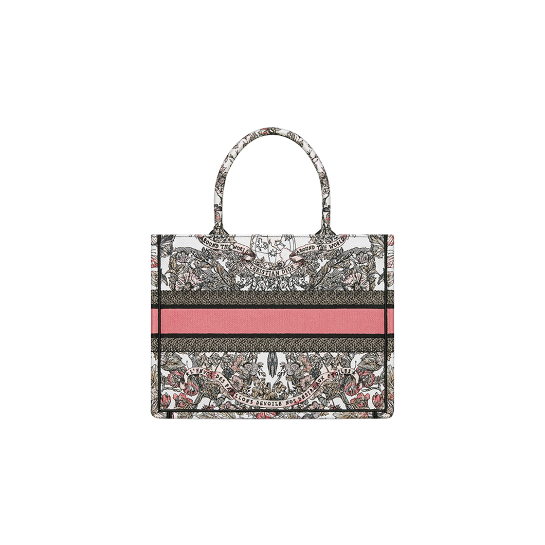 Dior Medium Book Tote White Pastel Pink Butterfly Around The World 상세 이미지 2