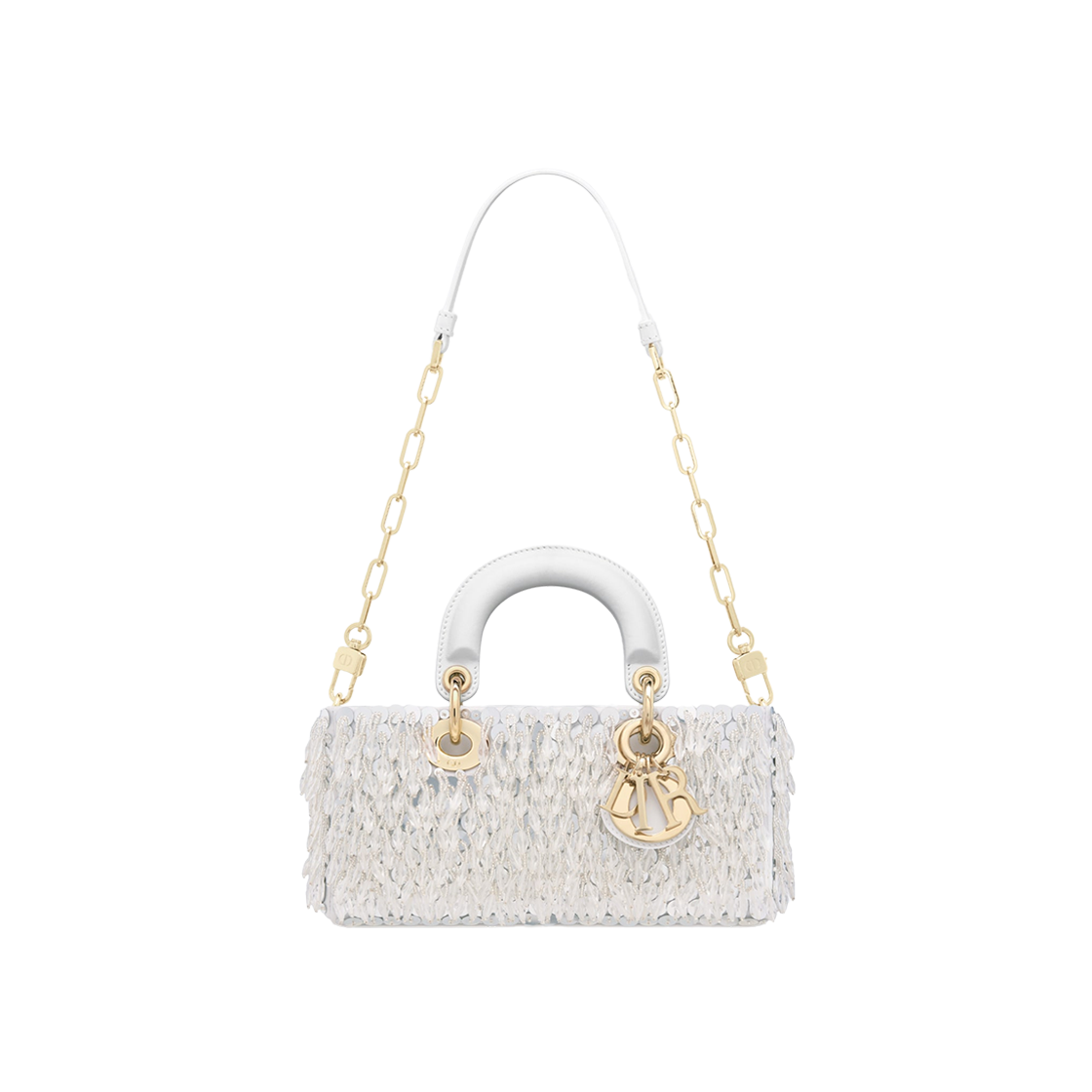 Dior Small Lady D-Joy Bag White Fabric with Glass Bead Fringe 상세 이미지 4