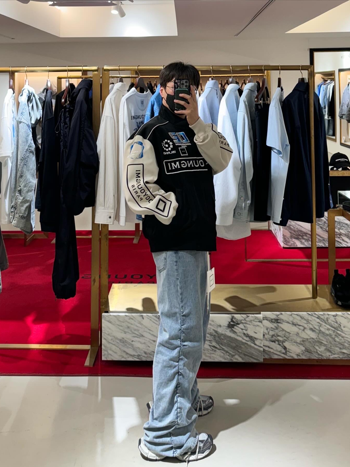 Balenciaga 3XL Sneakers Grey White Red, Wooyoungmi Varsity Jacket Gray - 23SS 착용 스타일 - 3