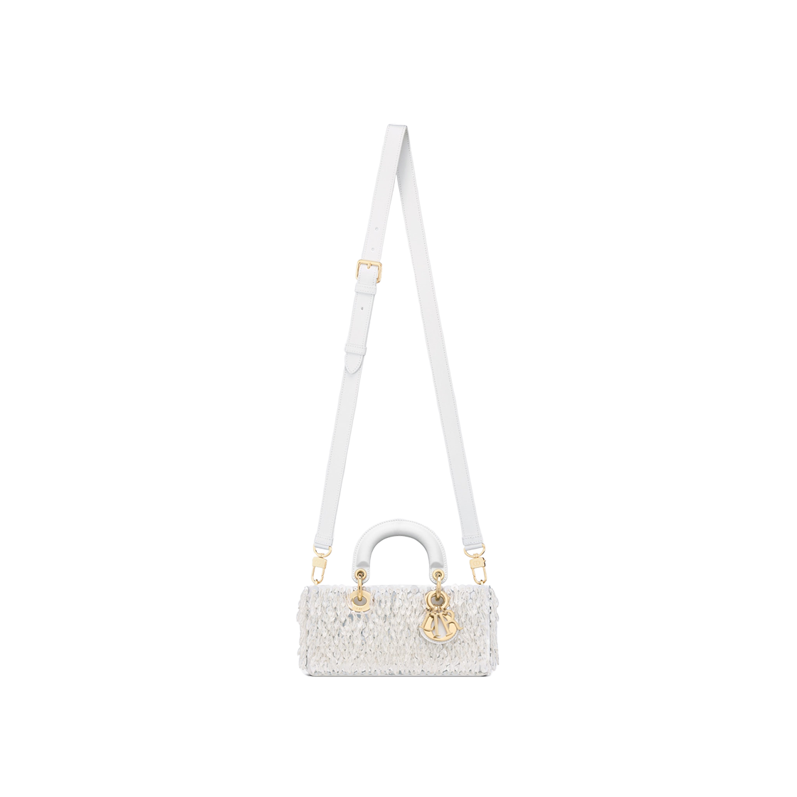 Dior Small Lady D-Joy Bag White Fabric with Glass Bead Fringe 상세 이미지 5