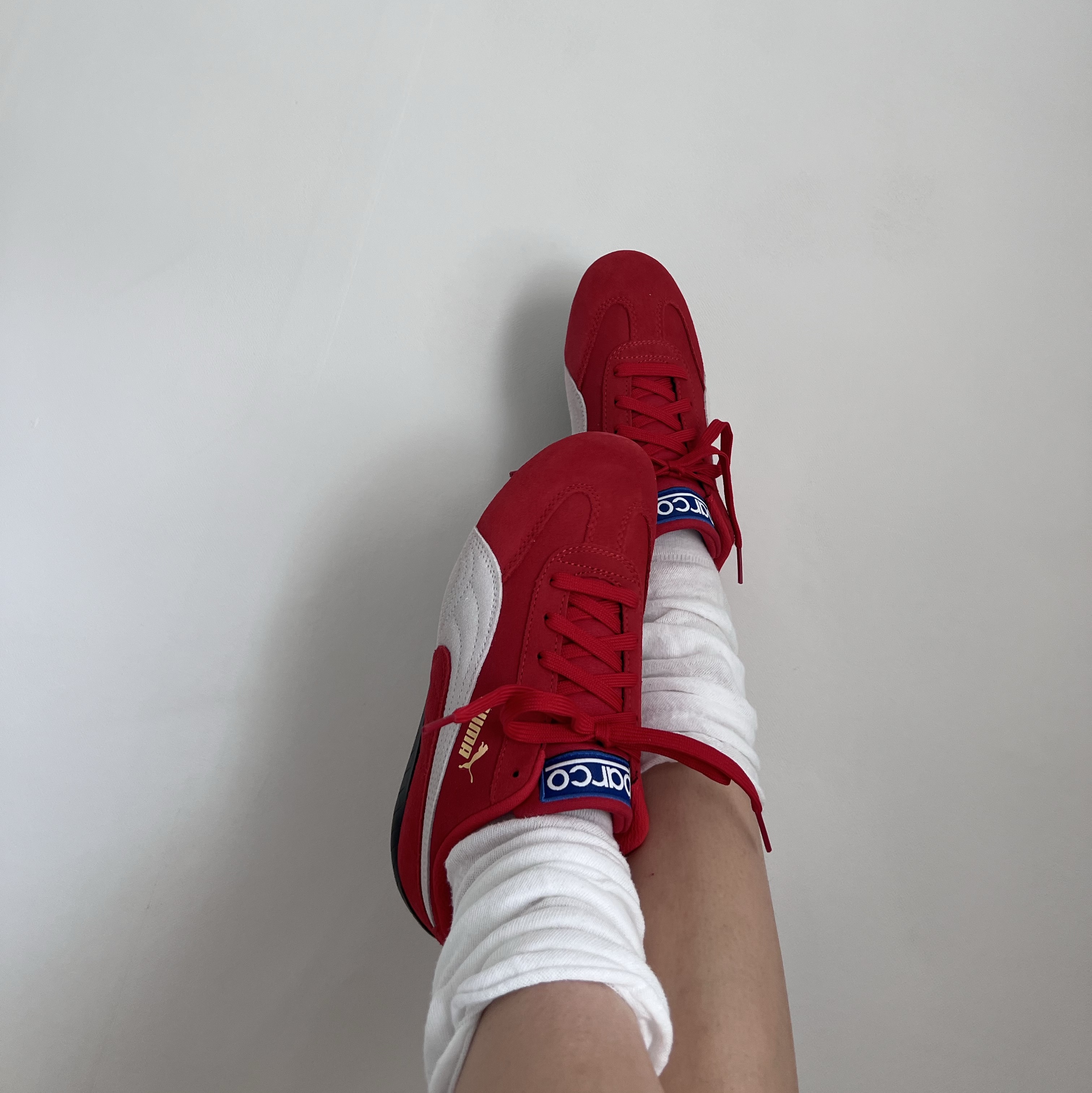 Puma Speedcat OG Sparco Ribbon Red White 착용 스타일 - 2