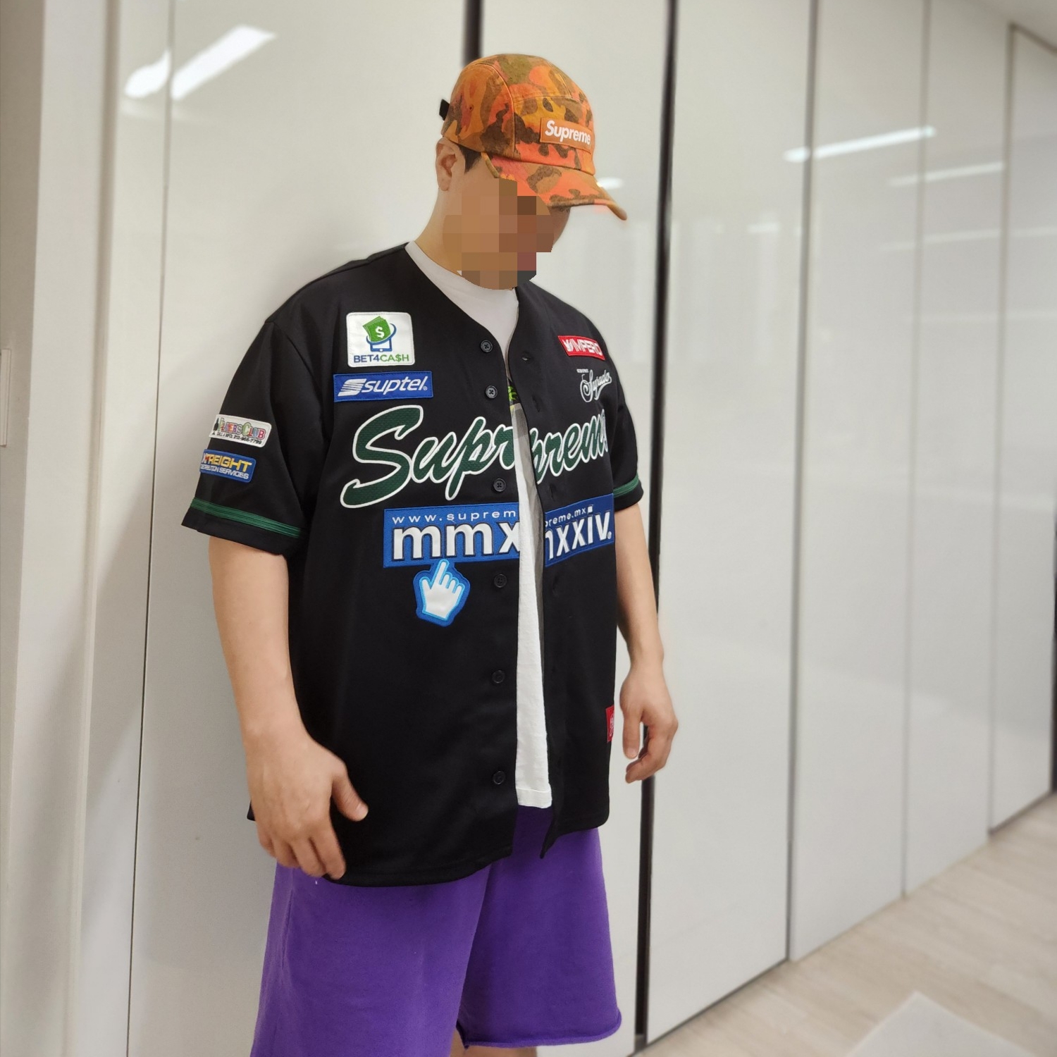 Supreme Chosen One Baseball Jersey Black - 24SS, Supreme Washed Canvas Camp Cap Orange Camo - 24SS 착용 스타일 - 4