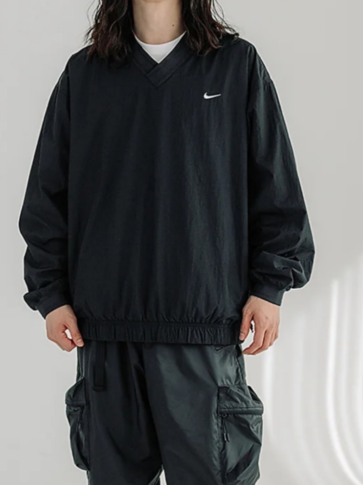 Nike Solo Swoosh Windshirt Black White - Asia 착용 스타일 - 1
