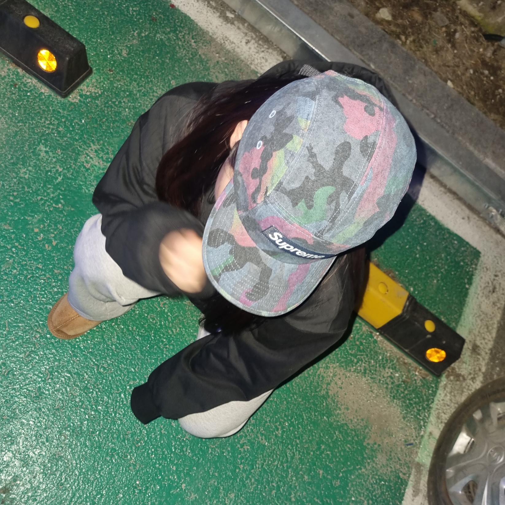 Supreme Washed Canvas Camp Cap Navy Camo - 24SS 착용 스타일 - 1