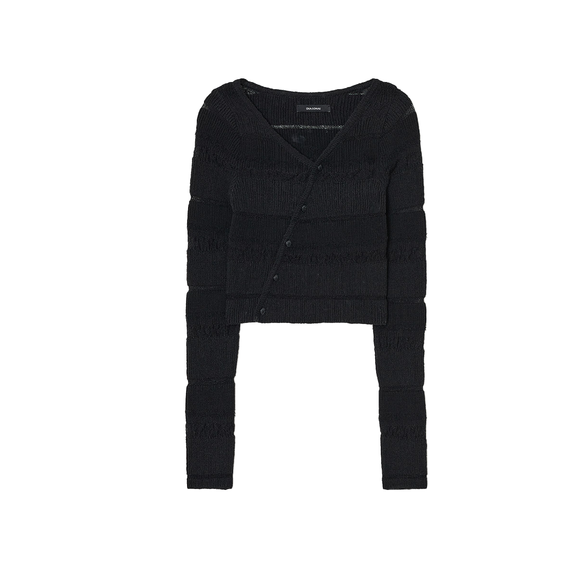 다이애그널 스트라이프 버튼 니트 블랙