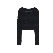 Diagonal Stripe Button Knit Black