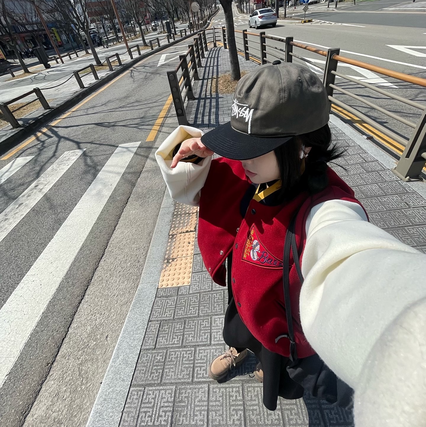 Stussy Mid-Depth Big Stock Snapback Olive 착용 스타일 - 3