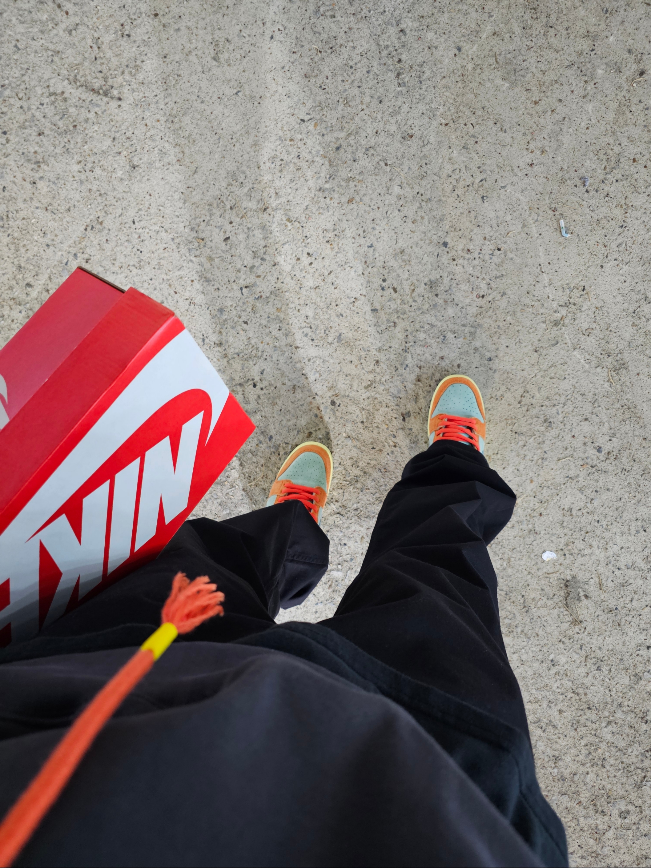 Nike SB Dunk Low Pro Premium Orange and Emerald Rise 착용 스타일