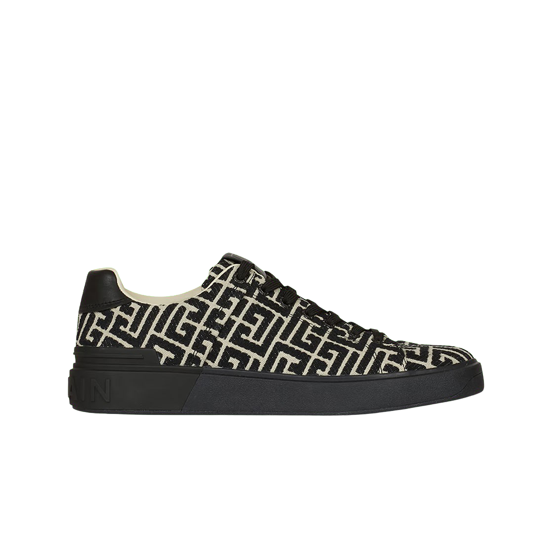 발망 자카드 모노그램 비 코트 트레이너 블랙(Balmain B-Court Trainers with Jacquard Monogram Black)
