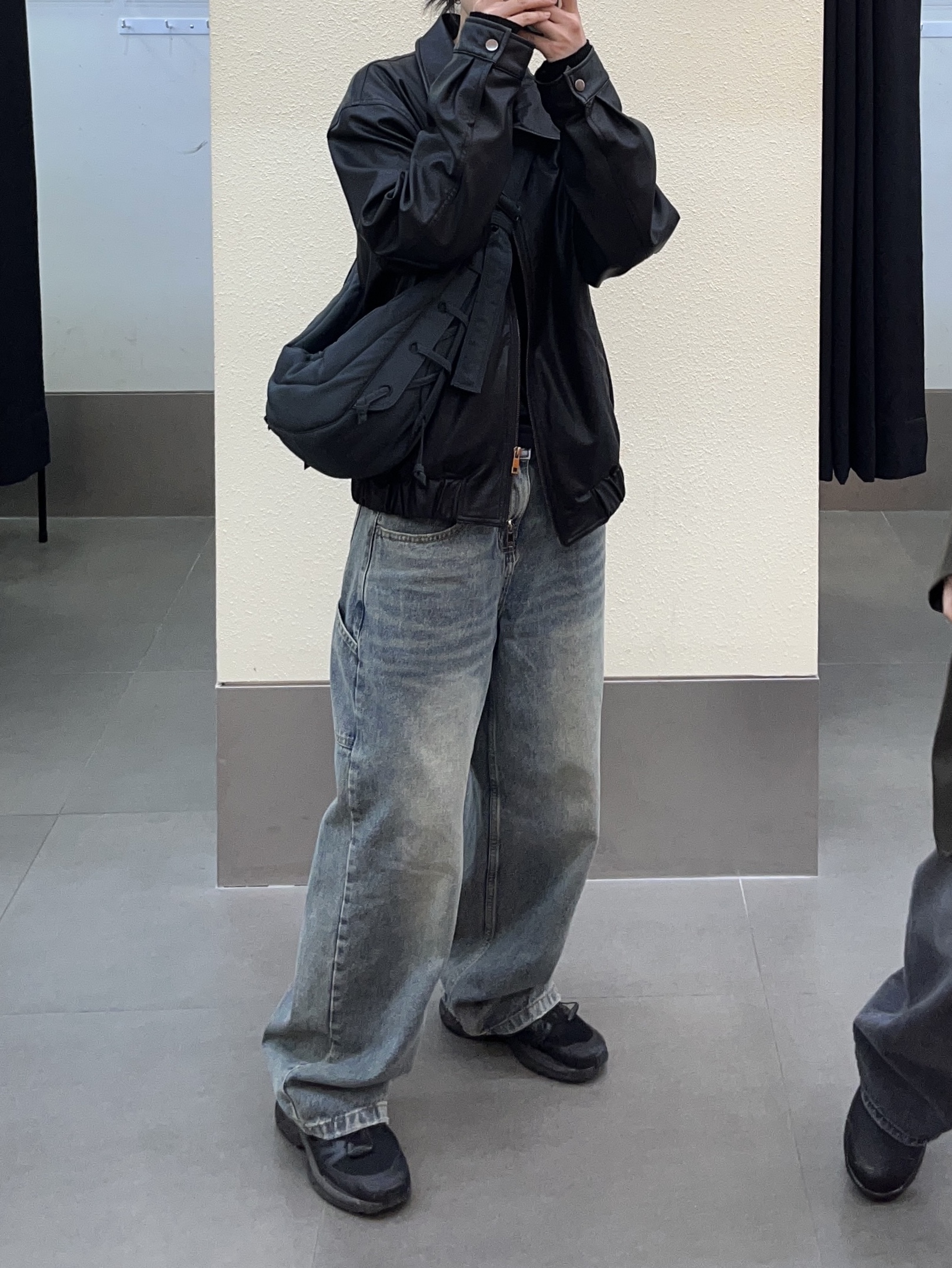 Lemaire Small Soft Game Bag Nylon Canvas Squid Ink - Ssense Exclusive 착용 스타일