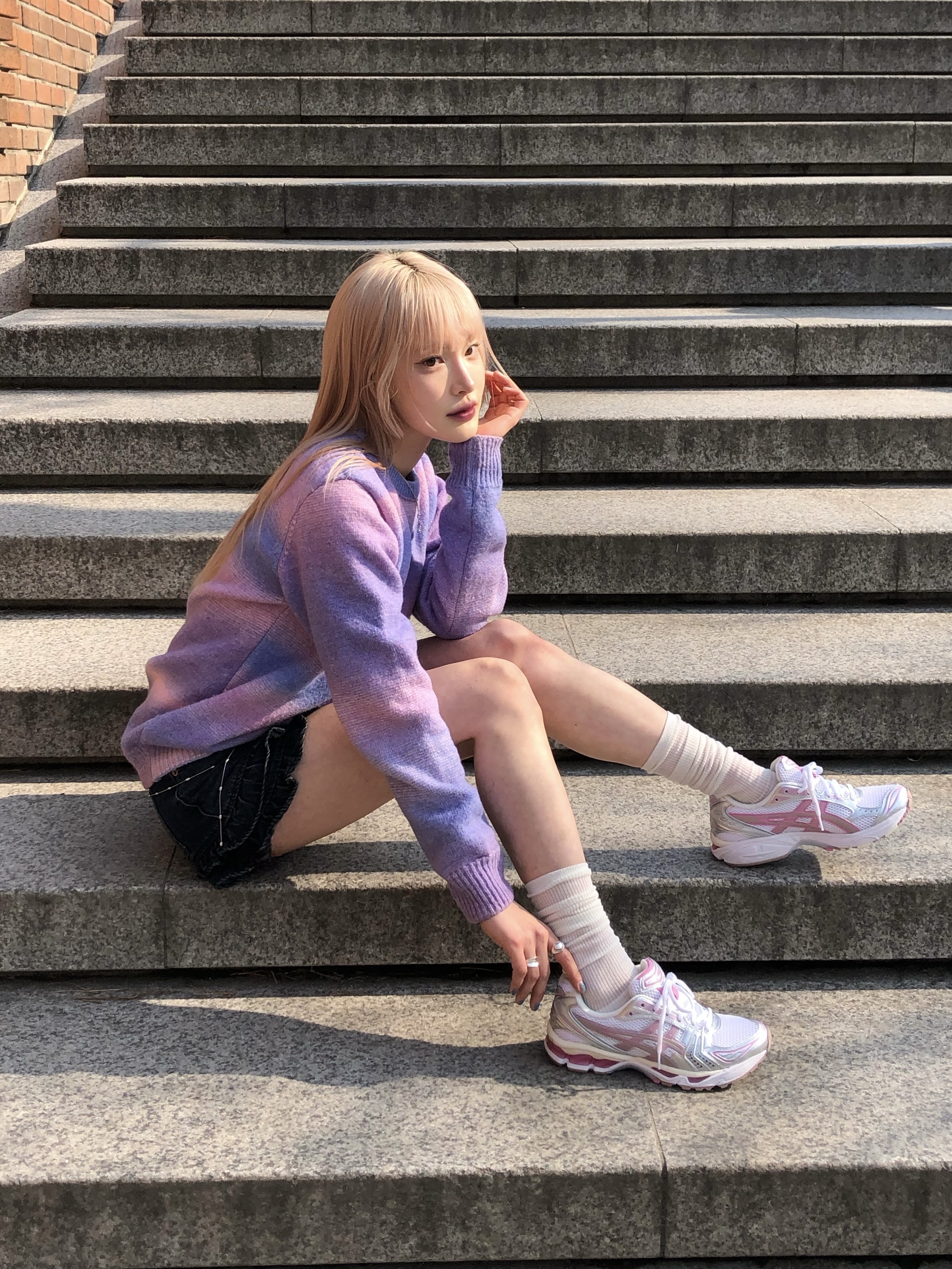 Asics Unlimited Gel-Kayano 14 White Fawn 착용 스타일 - 1