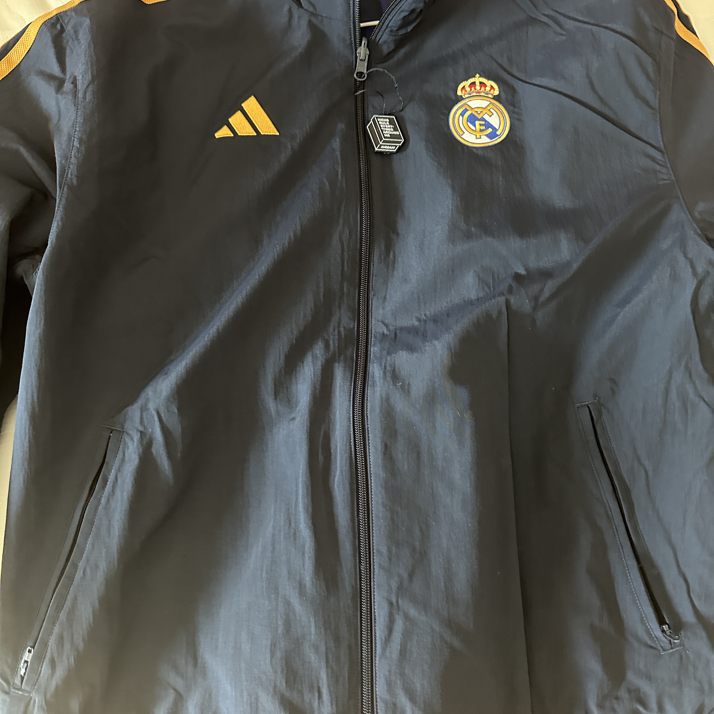 Adidas Real Madrid Anthem Jacket Legend Ink - KR Sizing 착용 스타일