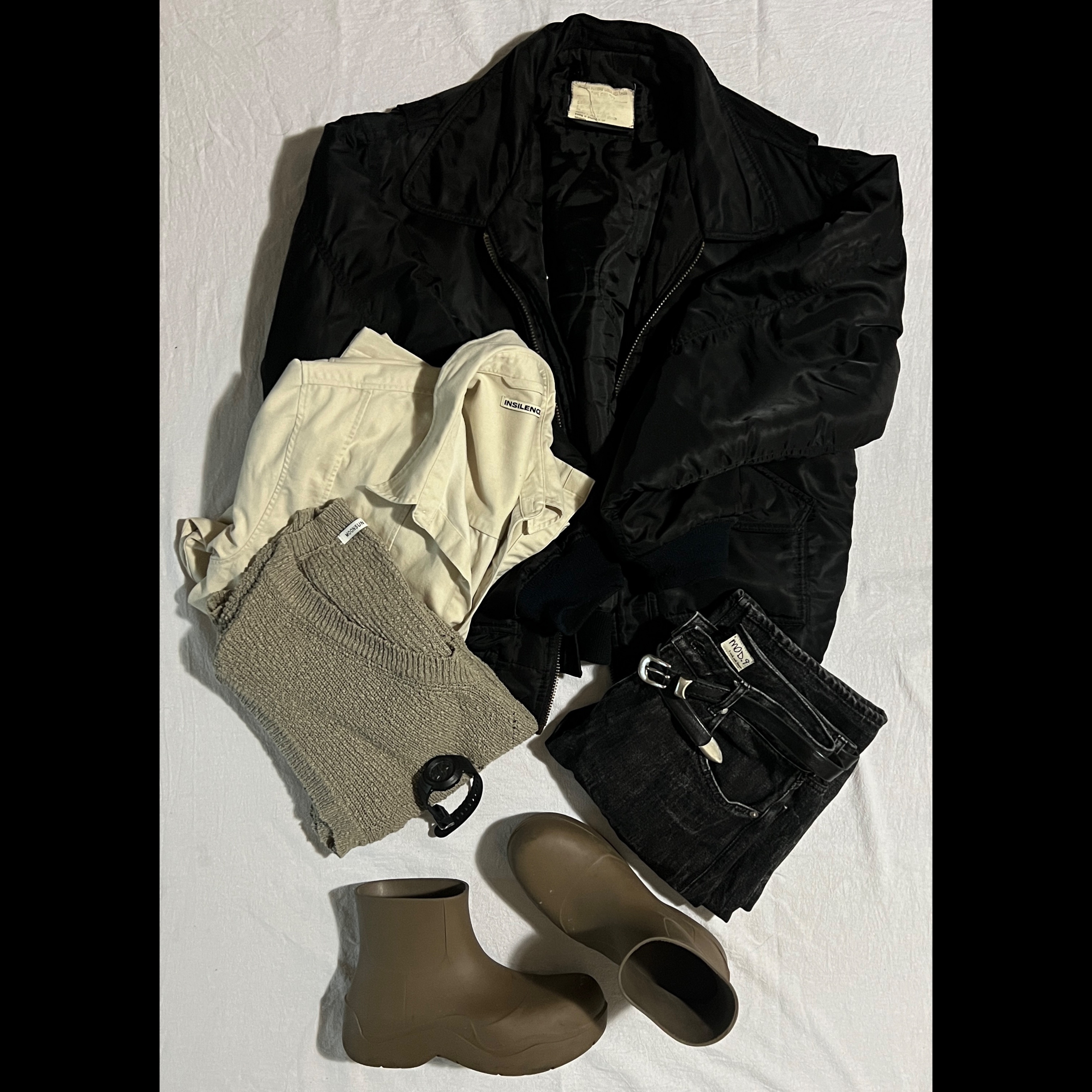 Bottega Veneta Puddle Ankle Boot Jute, Our Legacy Belt 2cm Leather Black 착용 스타일
