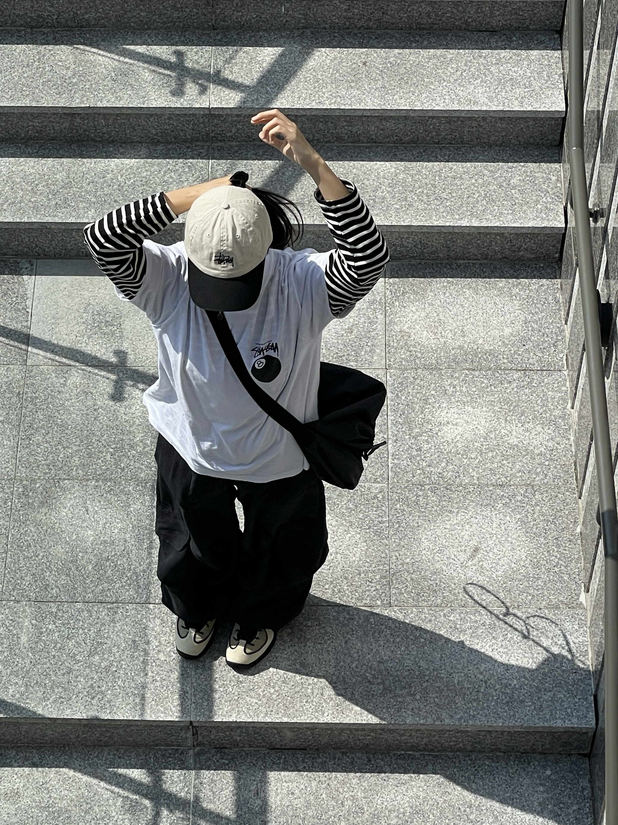 Nike x Stussy Air Penny II Rattan and Limestone, Stussy 8 Ball T-Shirt White - 22SS 착용 스타일 - 2
