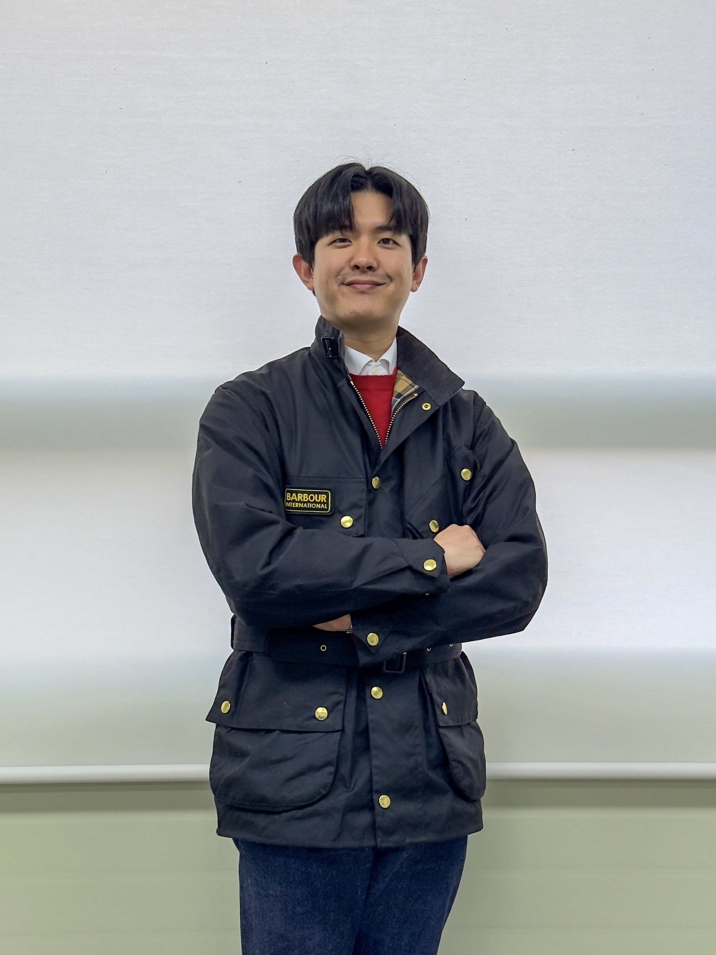 Barbour International Original Wax Jacket Black 착용 스타일 - 2