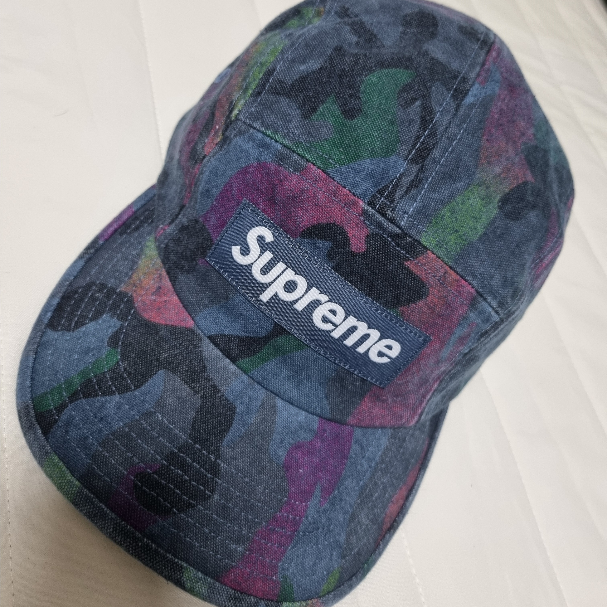 Supreme Washed Canvas Camp Cap Navy Camo - 24SS 착용 스타일 - 2