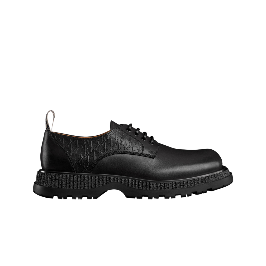 3DE373ZXK-H900 Dior Buffalo Derby Shoe Black Bossed with Oblique Motif