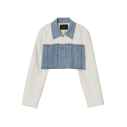 Diagonal Denim Mixed Jacket Blue